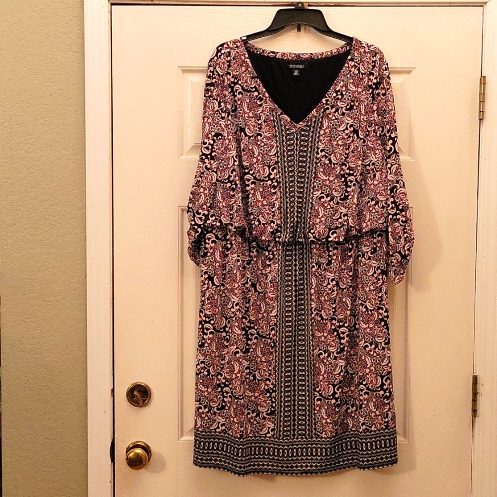 Paisley Print Long Sleeve Dress
